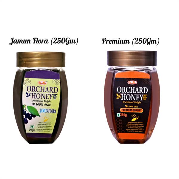 Orchard Honey Combo Pack (Jamun+Premium) 100 Percent Pure and Natural (2 x 250 gm)